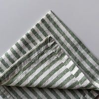 Linen Dinner Napkin - Green and White Stripe