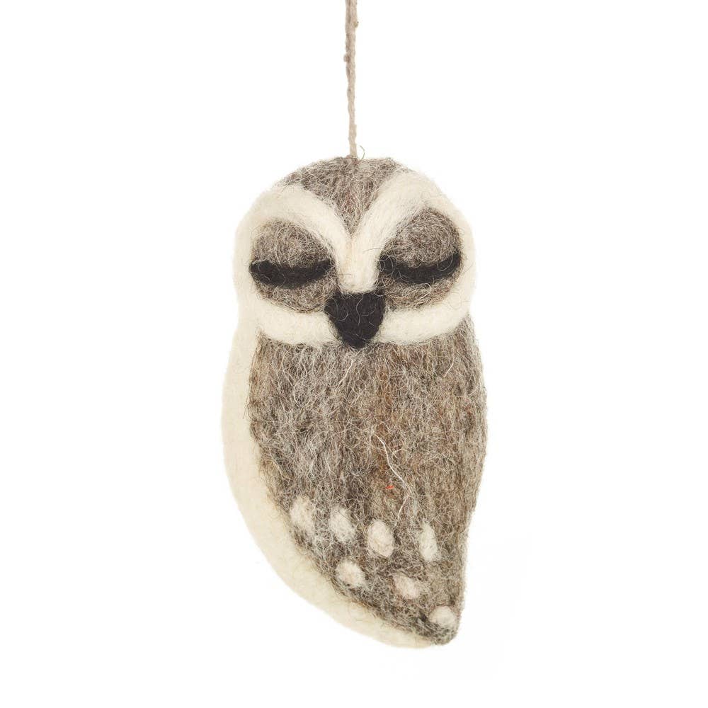 Felt Grey Owl Hanging Decoration