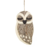 Felt Grey Owl Hanging Decoration