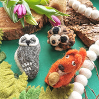 Felt Grey Owl Hanging Decoration
