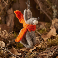 Felt Bunny with Orange Scarf Hanging Decoration