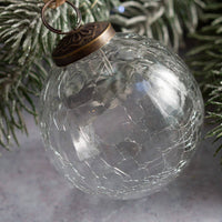 Clear Crackle Glass Ornament - Three Inch