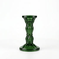 Green Glass Taper Candle Holder - 4 Inch