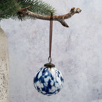 Blue Cheena Glass Hanging Ornament - Three Inch
