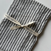 Linen Kitchen Towel - Grey & White Ticking