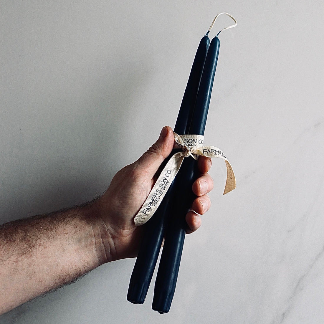 Prussian Blue Taper Candle - Set of Two