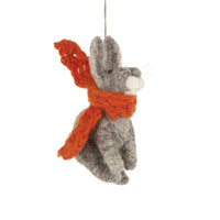 Felt Bunny with Orange Scarf Hanging Decoration