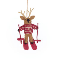 Felt Blitzen the Skiing Reindeer Hanging Decoration