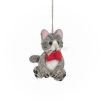 Felt Grey Cat Hanging Decoration
