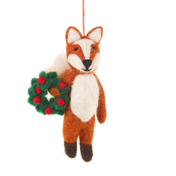 Felt Festive Fox Hanging Decoration