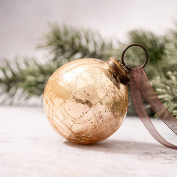 Champagne Crackle Glass Ornament - Two Inch
