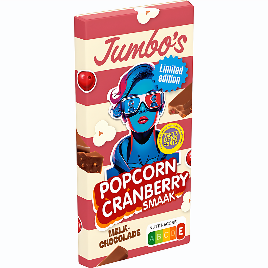 Jumbo - Popcorn & Cranberry Milk Chocolate Bar