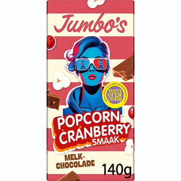 Jumbo - Popcorn & Cranberry Milk Chocolate Bar