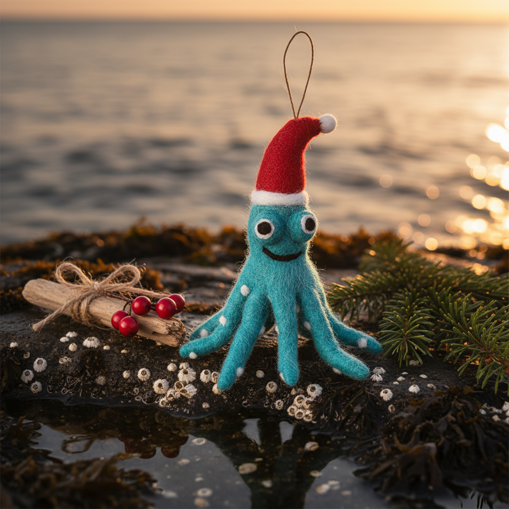 Felt Holiday Octopus Decoration