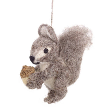 Felt Grey Squirrel Hanging Felt Decoration