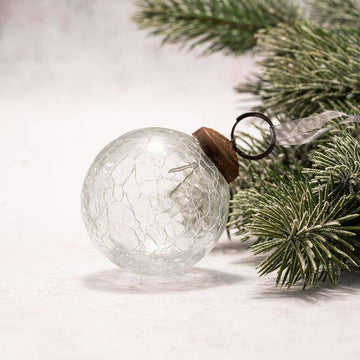 Clear Crackle Glass Ornament - Two Inch