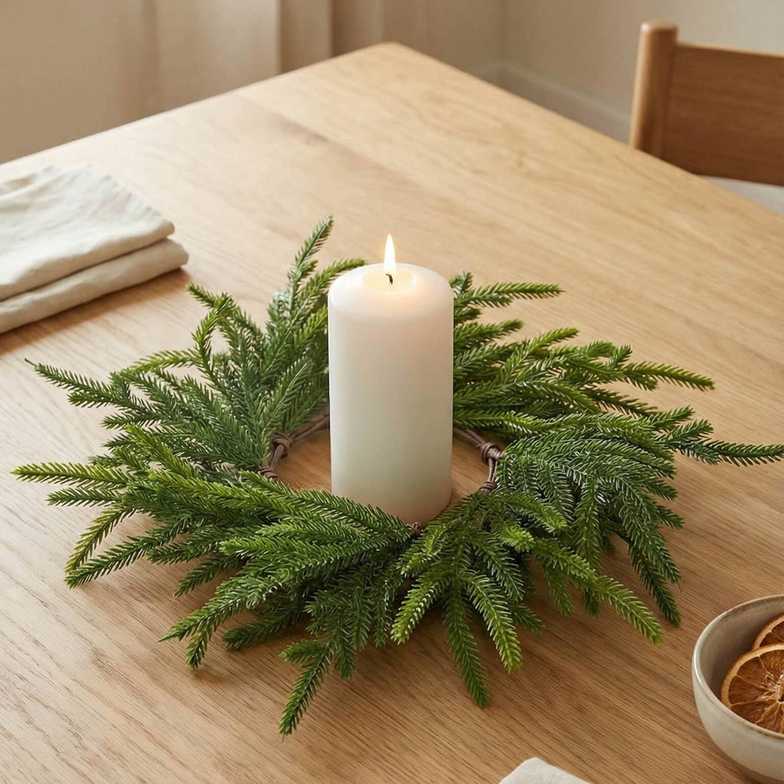 Real Touch Faux Norfolk Pine Wreath - 12 Inch