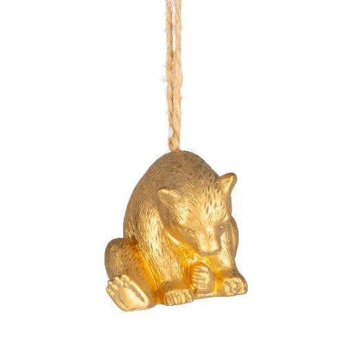 Resin Antique Gold Bear Ornament