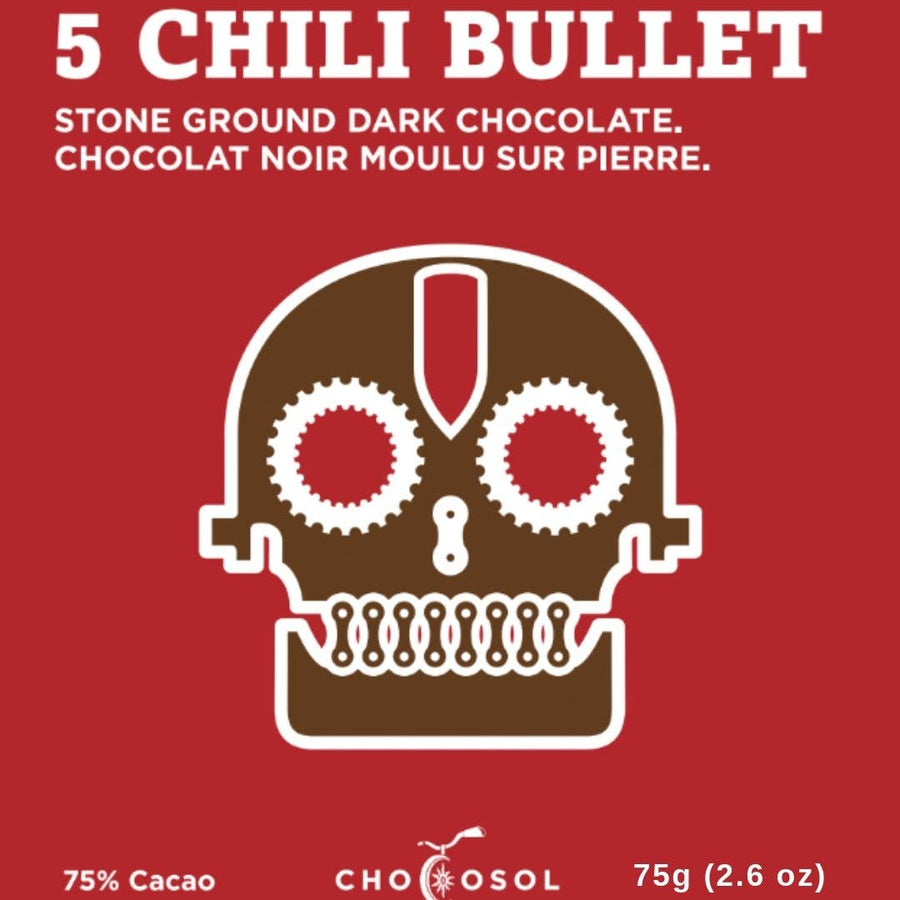 ChocoSol - 75% Five Chili Bullet Chocolate Bar