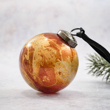 Copper Marble Glass Hanging Ornament - Three Inch