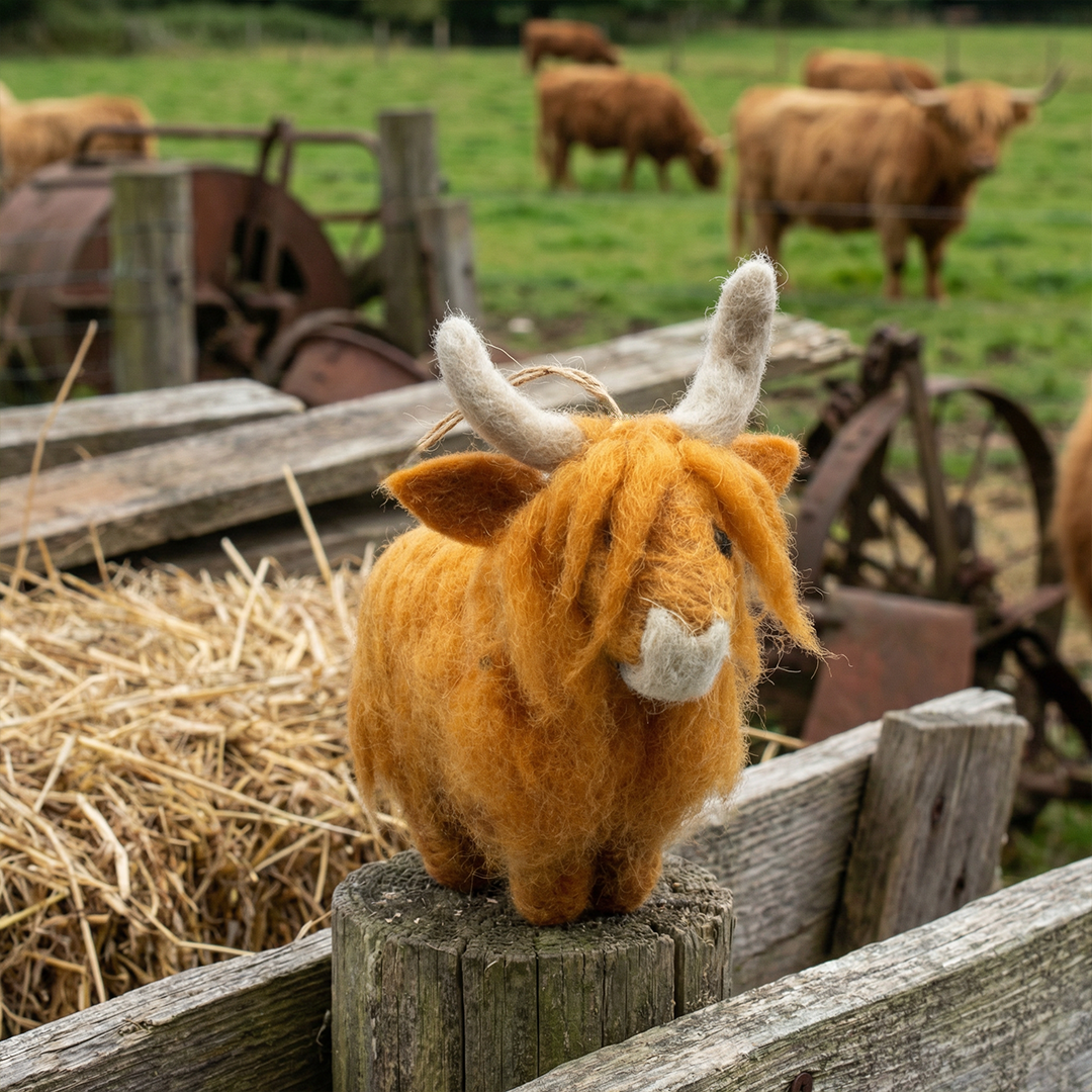 Handmade  Felt Highland Cow Decoration