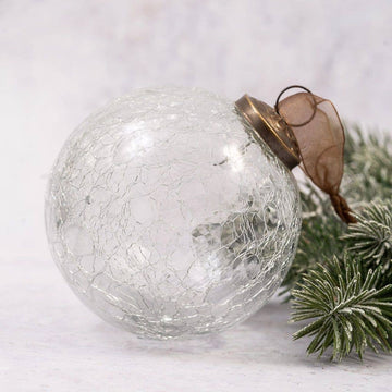 Clear Crackle Glass Ornament - Four Inch