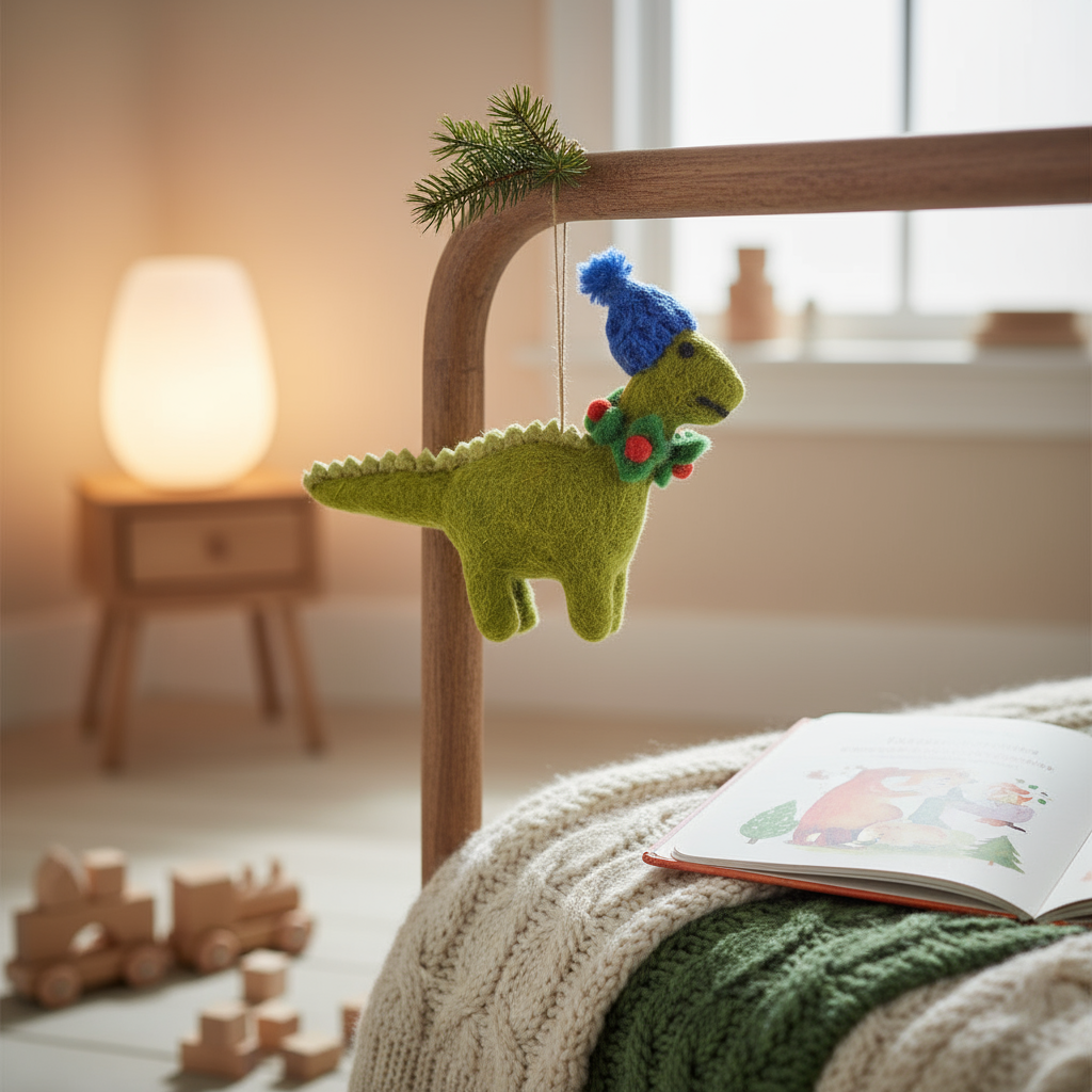 Felt Toque Dinosaur Hanging Decoration