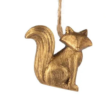 Resin Antique Gold Fox Ornament