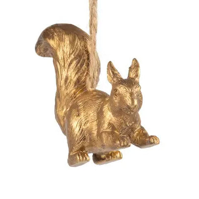 Resin Antique Gold Squirrel Ornament