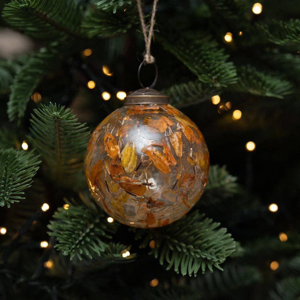 Amber Botanical Ornament  - Three Inch