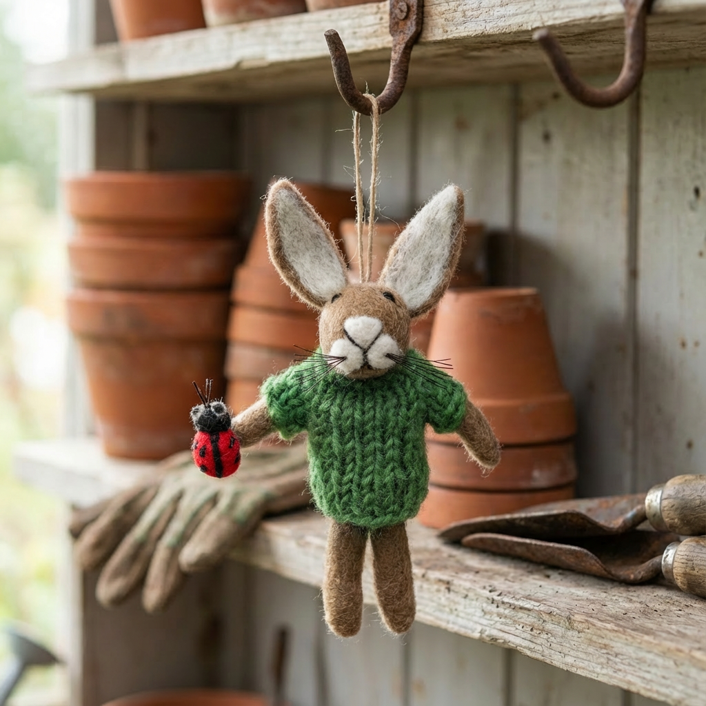 Felt Ladybug Hare Decoration