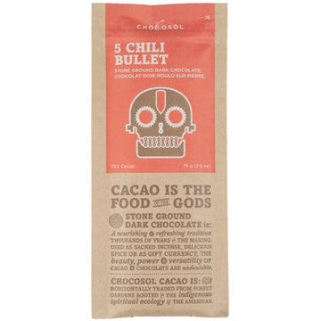 ChocoSol - 75% Five Chili Bullet Chocolate Bar