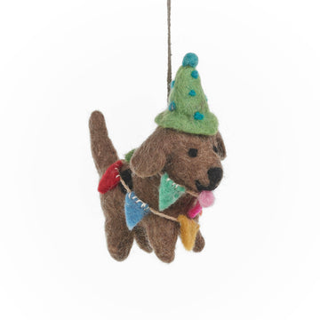 Felt Party Pooch Hanging Dog Decoration