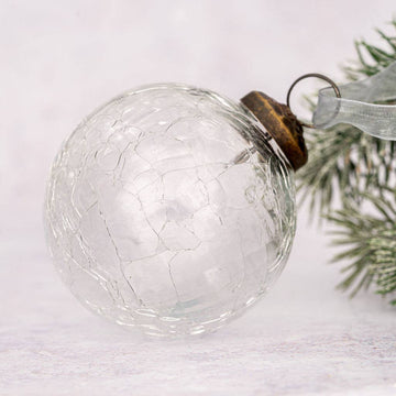 Clear Crackle Glass Ornament - Three Inch