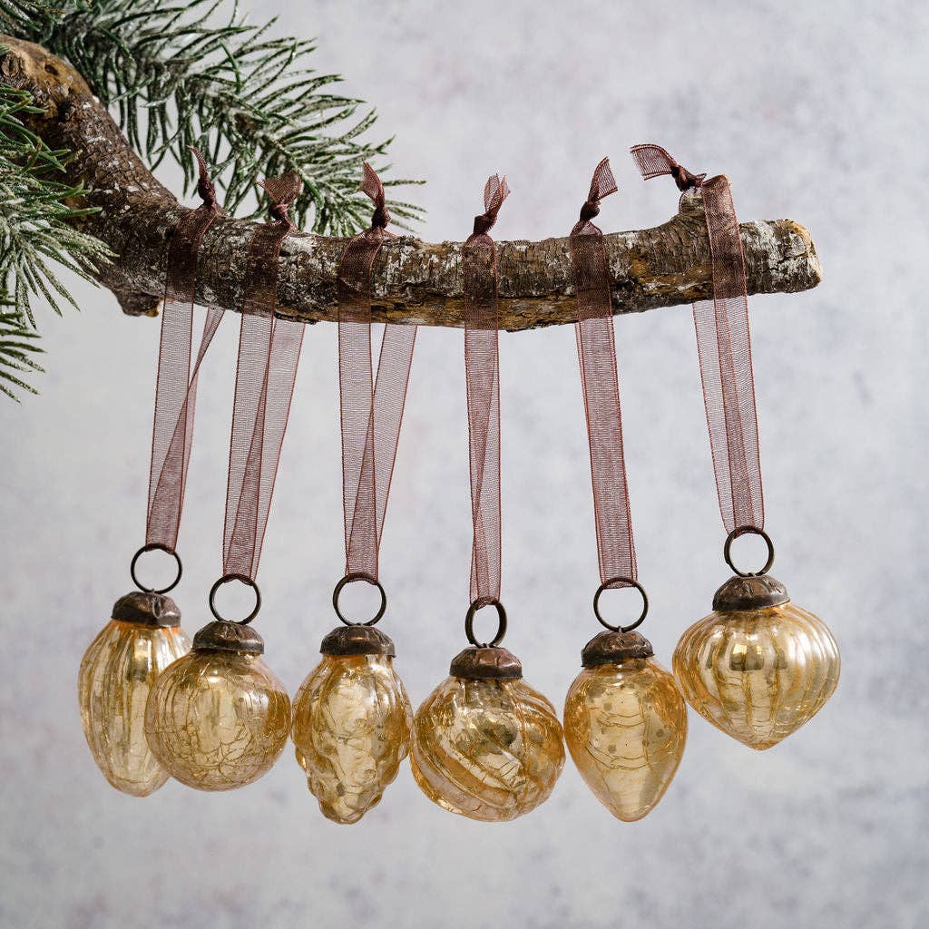 Champagne Crackle Glass Ornament - One Inch (Assorted)