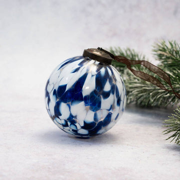 Blue Cheena Glass Hanging Ornament - Three Inch