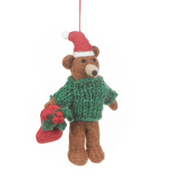 Felt Bear with Sweater Hanging Decoration