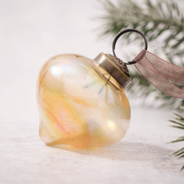 Champagne Luster Glass Lantern Ornament - Three Inch
