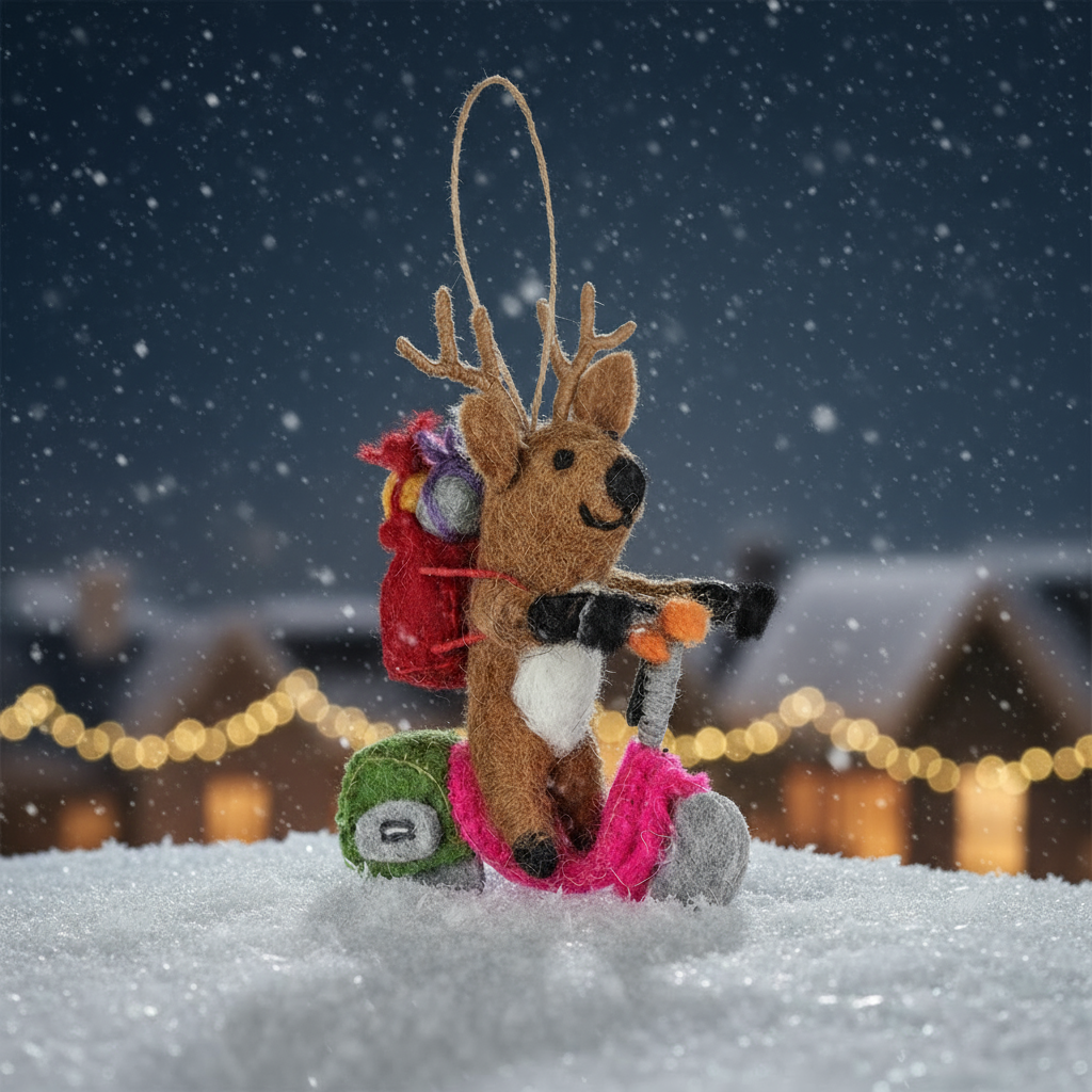 Felt Comet the Scooter Reindeer Hanging Decoration
