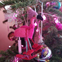 Felt Skiing Flamingo Holiday Decoration