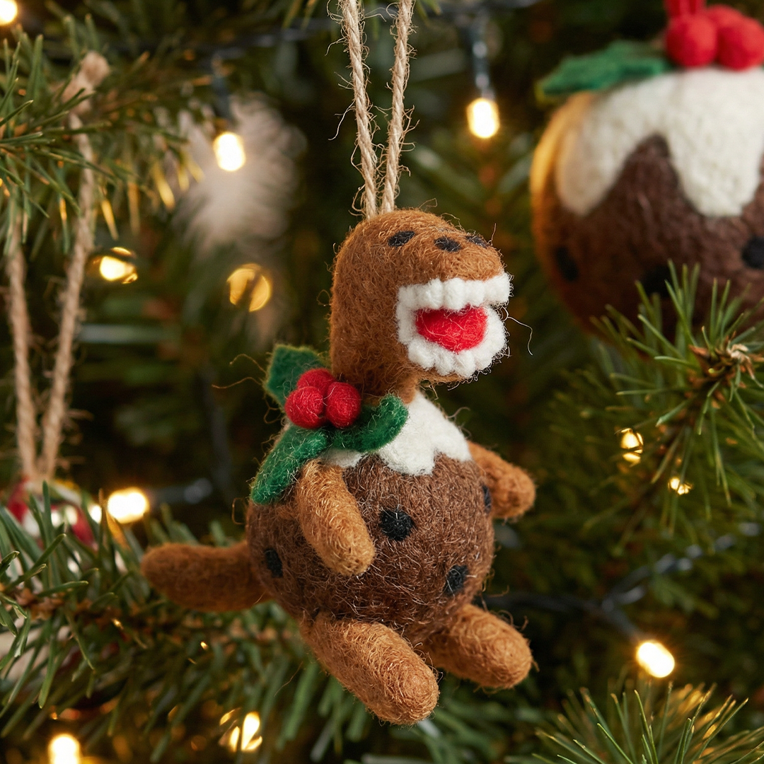 Felt T-Rex Pudding Hanging Decoration