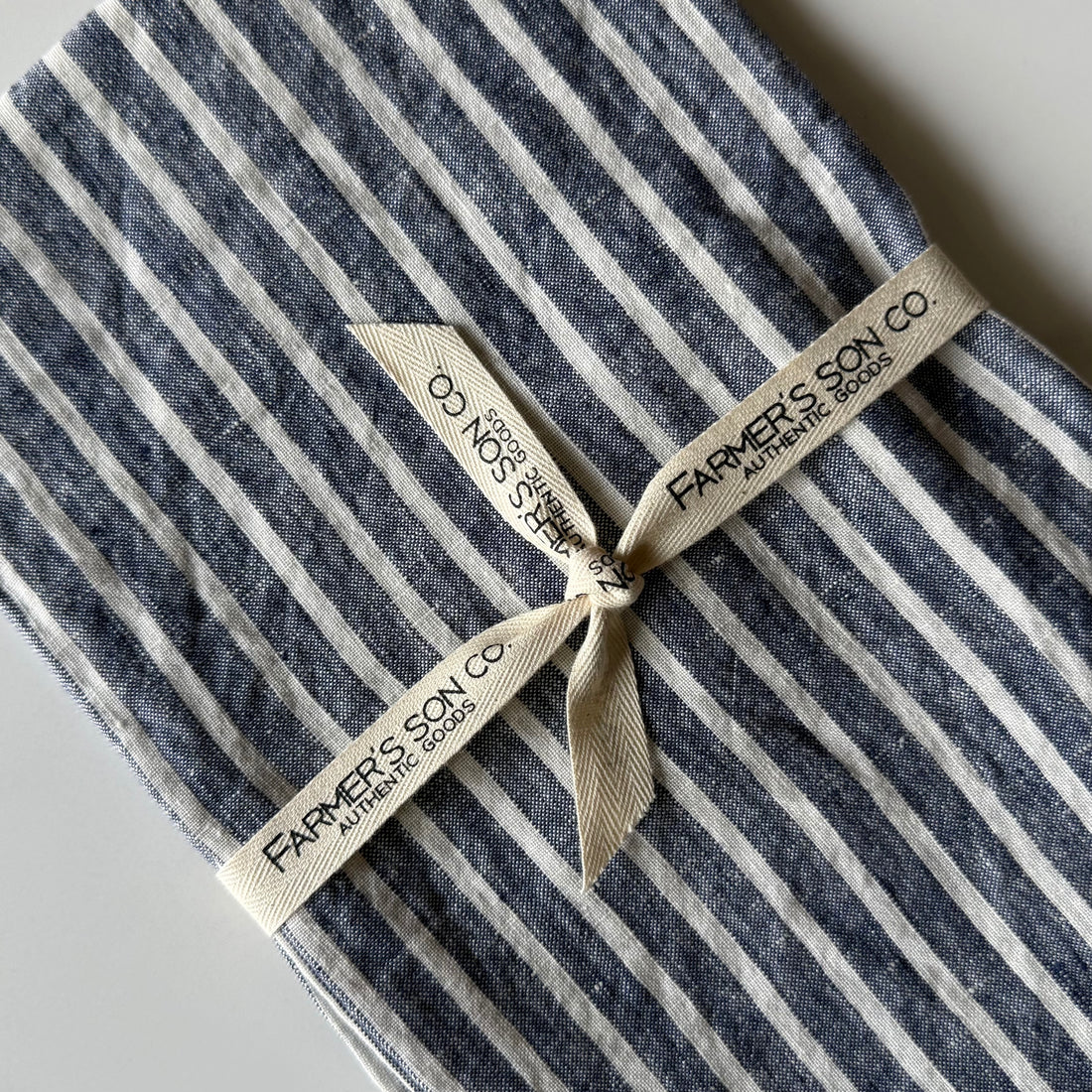Linen Kitchen Towel - Blue & White Ticking
