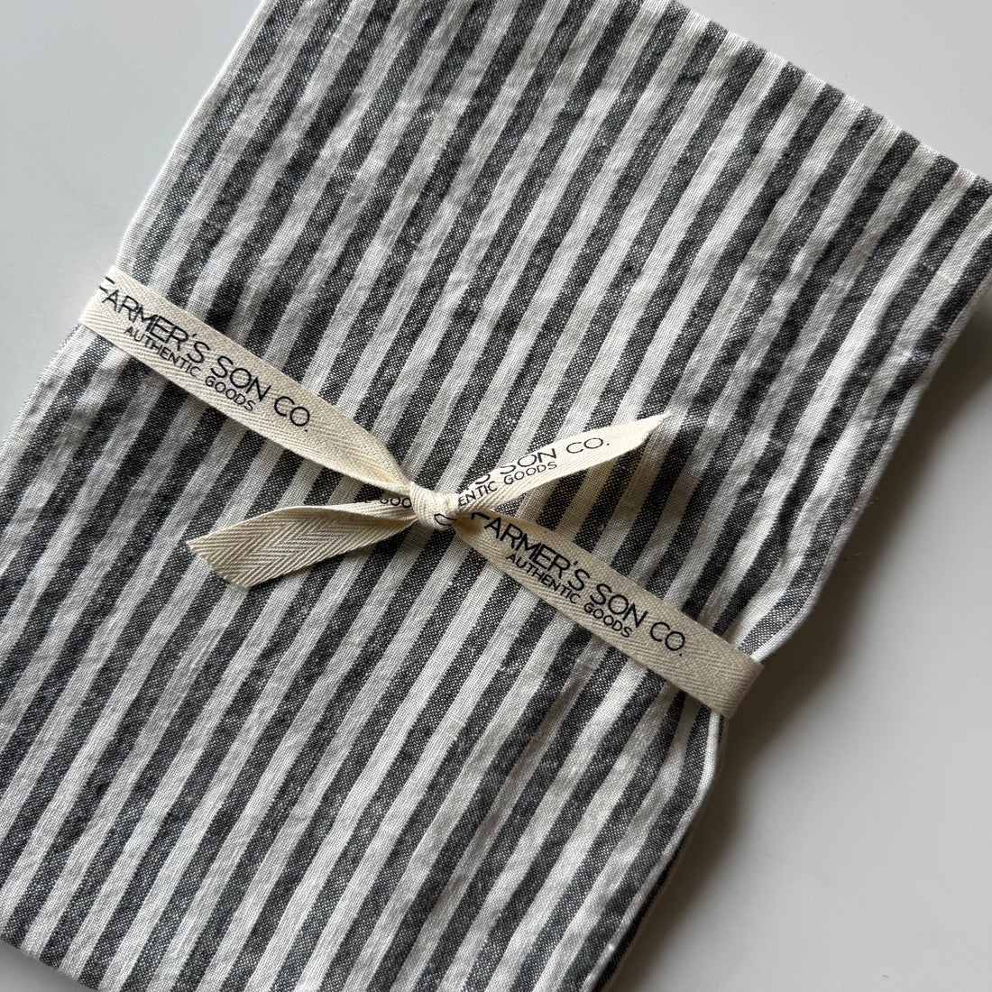 Linen Kitchen Towel - Grey & White Ticking