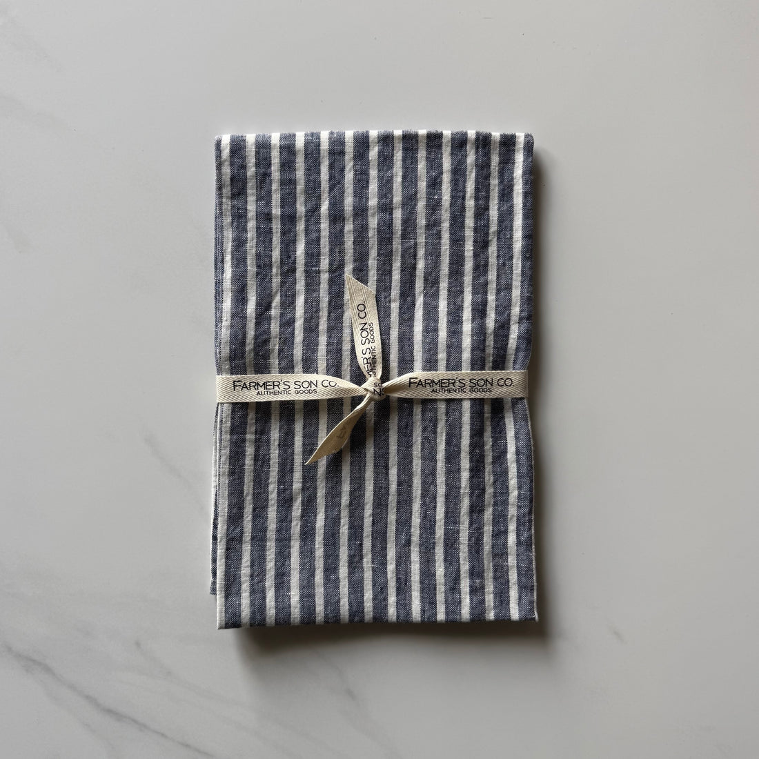 Linen Kitchen Towel - Blue & White Ticking