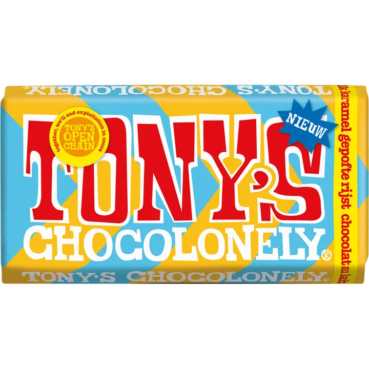 Tony's Chocolonely -  Caramel & Puffed Rice Milk Chocolate Bar