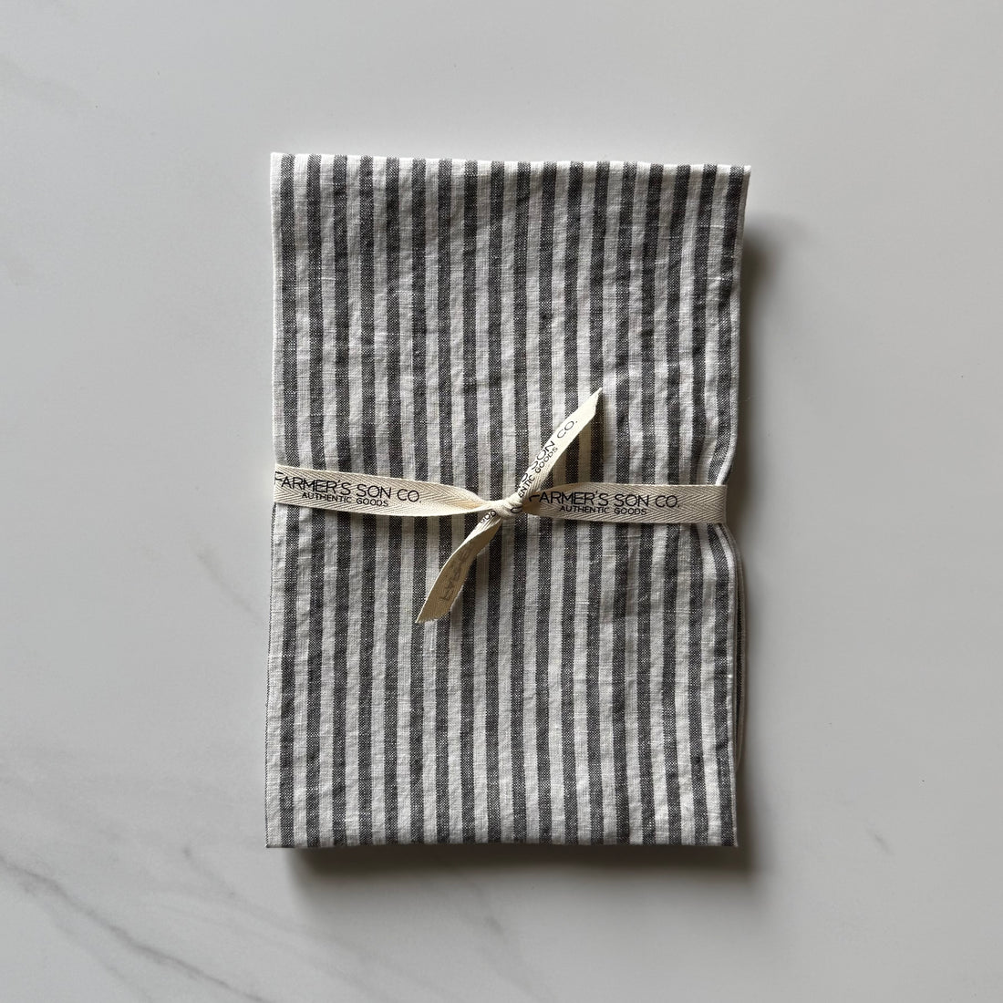 Linen Kitchen Towel - Grey & White Ticking