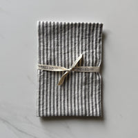 Linen Kitchen Towel - Grey & White Ticking