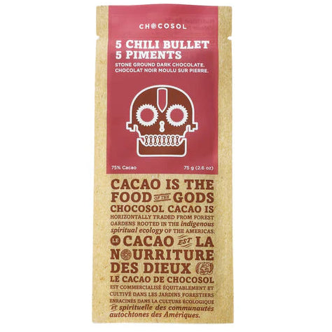 ChocoSol - 75% Five Chili Bullet Chocolate Bar
