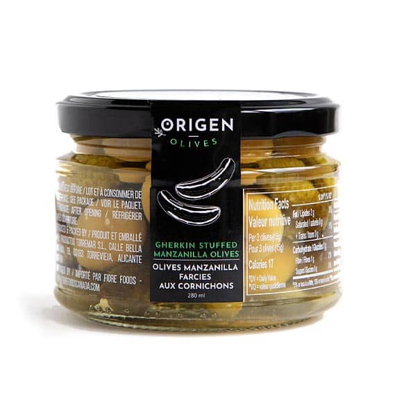 Origen Gherkin Stuffed Manzanilla Olives Farmer's Son Co.