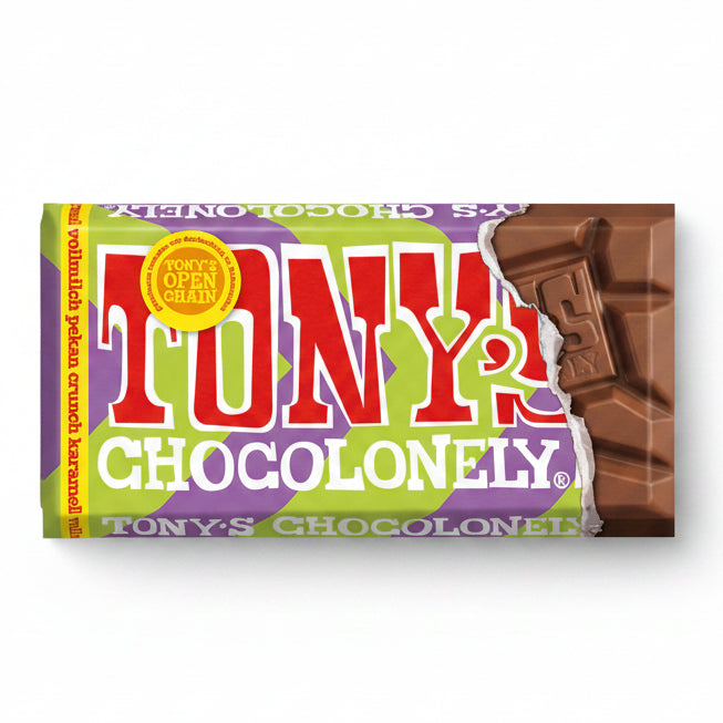 Tony's Chocolonely - 32% Milk Chocolate Pecan Crunch Caramel Bar